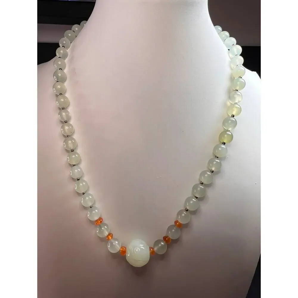 NEW serpentine and carnelian necklace with sterling silver clasp